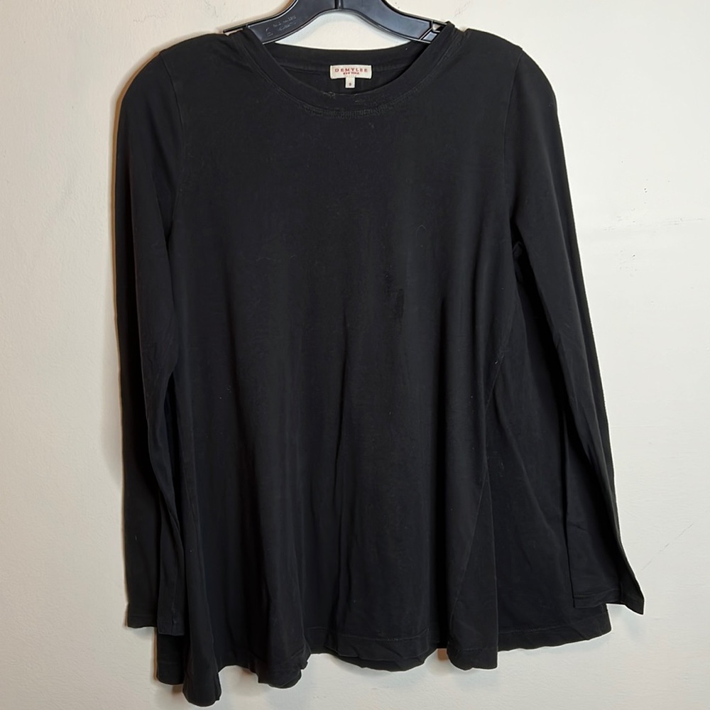 DEMYLEE Black Cotton Long Sleeve Tee